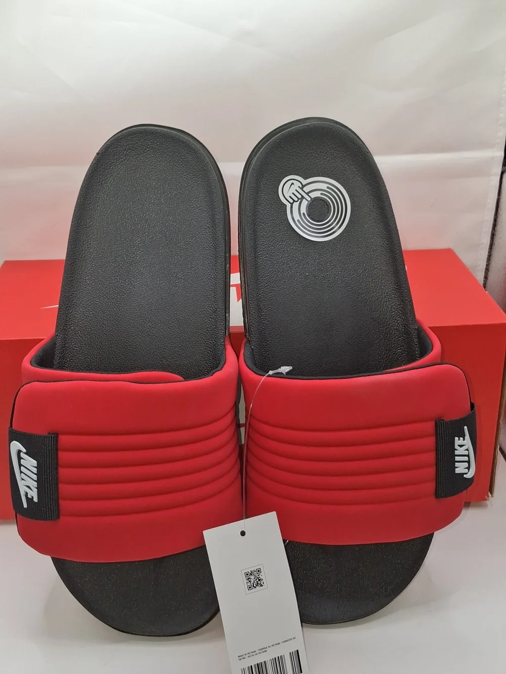 Nike Men’s Red and Black Adjustable Slide Sandals